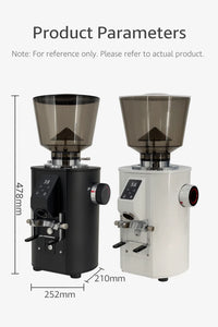 CAFOVO K-64S Electric Commercial 64mm Flat Burr Coffee Grinder 500g Hopper Anti-Static