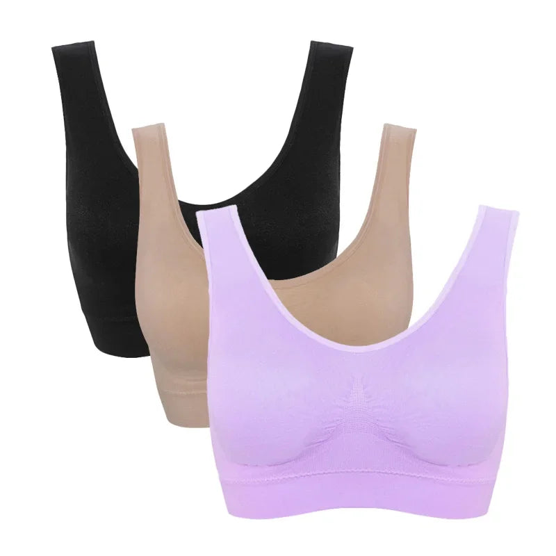 3pcs Seamless Active Bra With Removable Pad