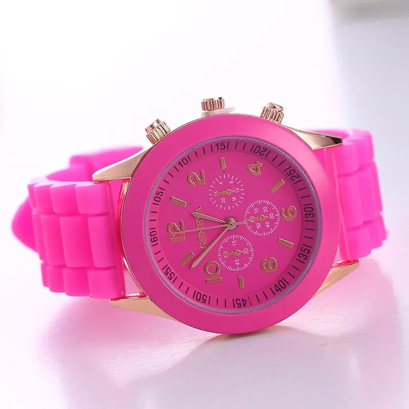Geneva Ladies Silicone Strap Quartz Wristwatch