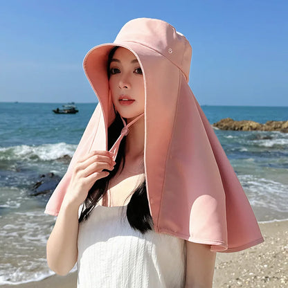 Shawl Neck Protection Integrated Sun Hat