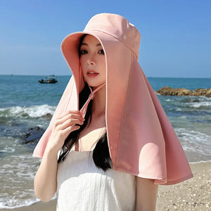 Shawl Neck Protection Integrated Sun Hat