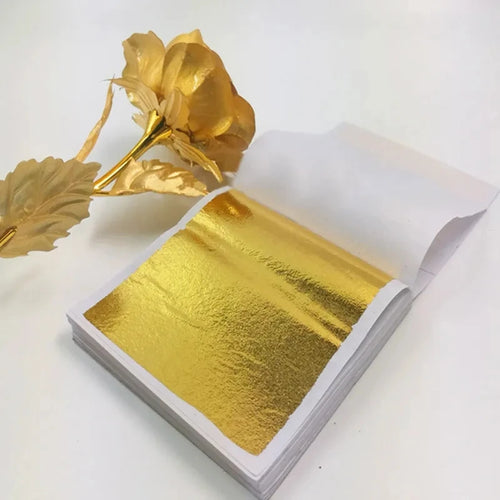 100 Sheets Imitation Gold Silver Foil Paper Leaf Gilding