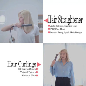 2 in 1 Hair Straightener And Curler Negative Ion Fast Heating