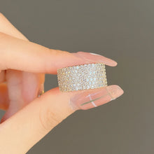 Classic 925 Sterling Silver Aggressive Wide Bling Full Zircon Rings
