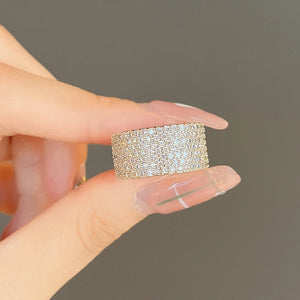 Classic 925 Sterling Silver Aggressive Wide Bling Full Zircon Rings