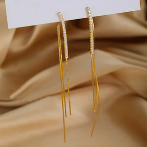 Long Crystal Tassel Earrings For Women