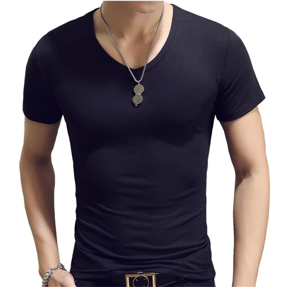 Slim Fit Solid Color Round Neck Tees