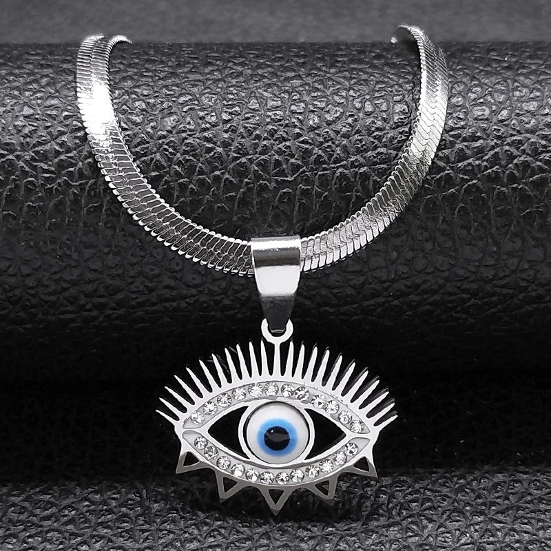 Vintage Crystal Evil Demon Eye Choker Necklace