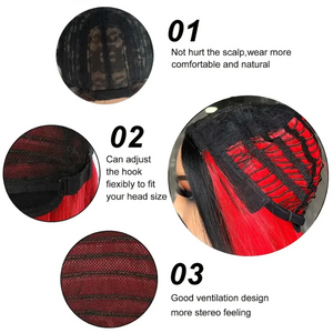 Black To Red Bob Wig Straight Shoulder Length