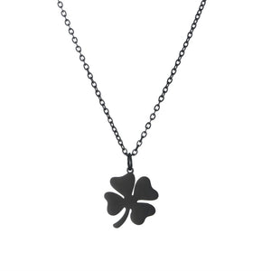 Lucky Clover Pendant Stainless Steel Double Layer Necklace