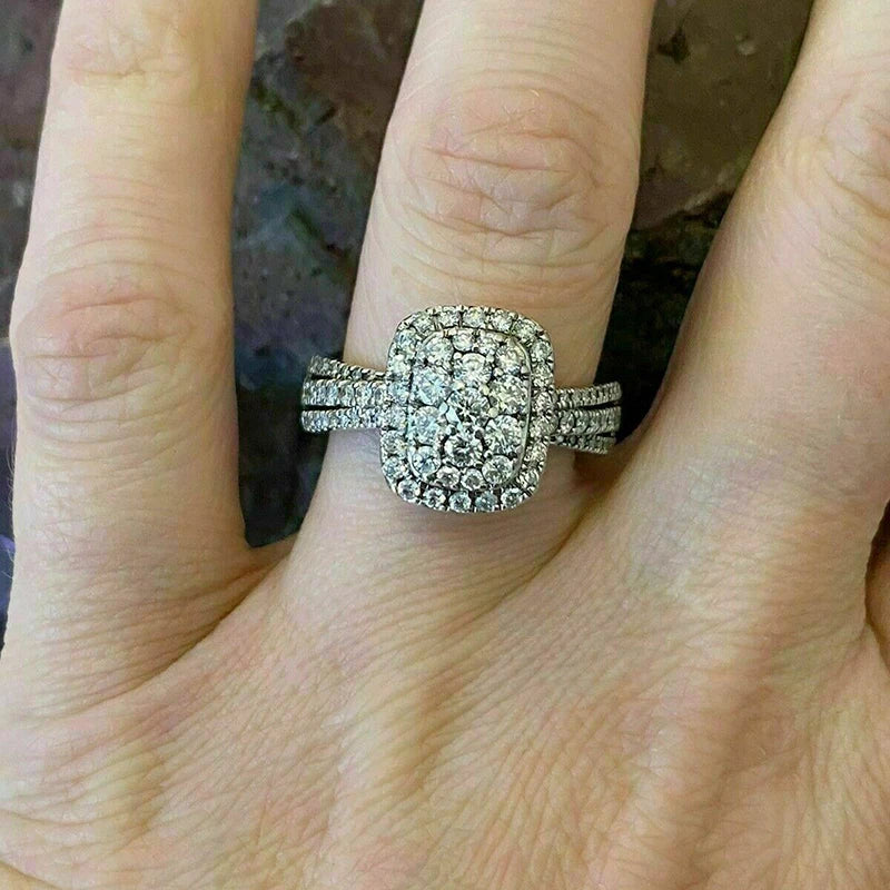 Huitan Silver Trendy Bridal Wedding Ring