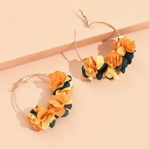 Fabric Flower Dangle Earrings