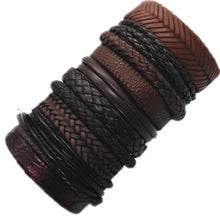 10 Pcs/set Black Wrap Woven Handmade Leather Bracelets