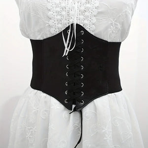 Black Wide Faux Leather Slimming Waist Belt