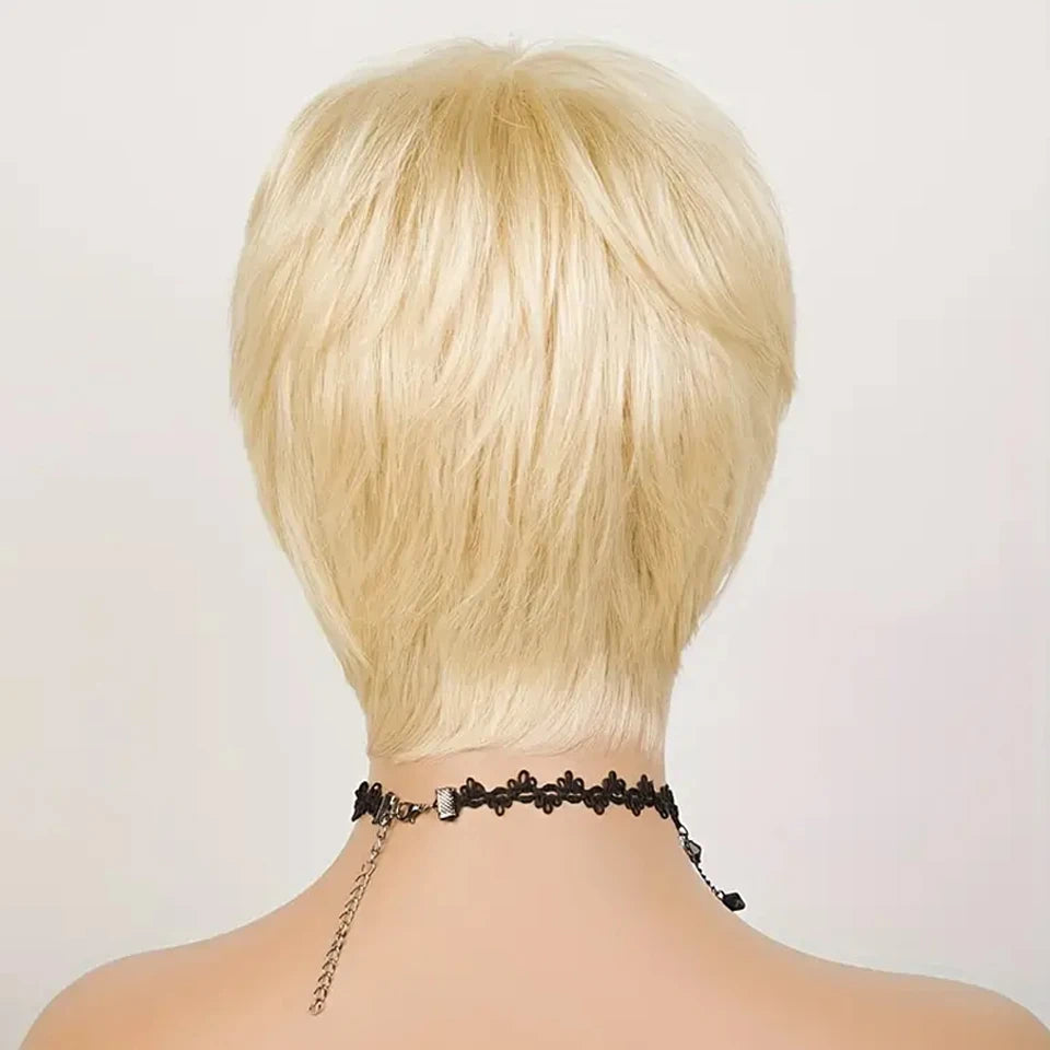 #613 Blonde Color Glueless Human Hair Wig With Bangs
