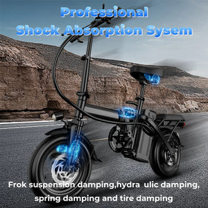 LELEKUAI 500W 20 MPH, 48V 10.4Ah Removable Battery, 14" Folding Electric Bike,