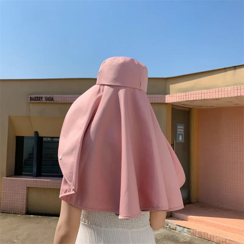 Sun Protection UV Protection Large Brim Face Covering Hat