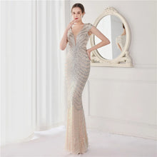 DEERVEADO Elegant V Neck Long Mermaid Evening Dress