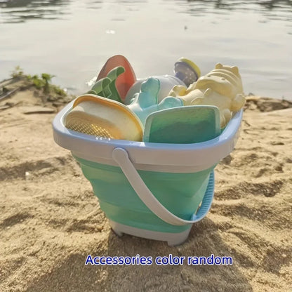 Beach Sandbox Toys with Collapsible Bucket Shovel Rake