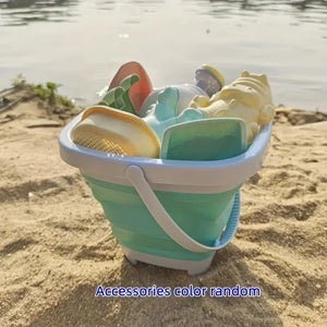 Beach Sandbox Toys with Collapsible Bucket Shovel Rake