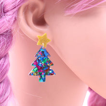 Hanging Drop Christmas Tree Acrylic Earrings earr