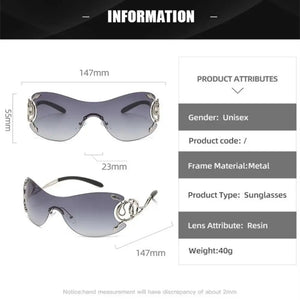 KLASSNUM Rimless Stylish Gradient Lens Metal Frame Eyewear