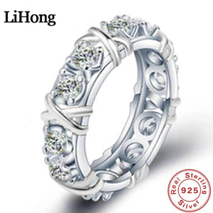 925 Sterling Silver Interlaced With AAA Zircon Crystal Ring