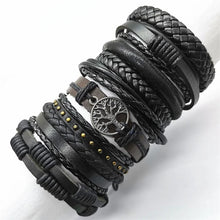10 Pcs/set Black Wrap Woven Handmade Leather Bracelets
