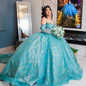 EVLAST Shiny Appliqued Beading Sweet 16 Dress
