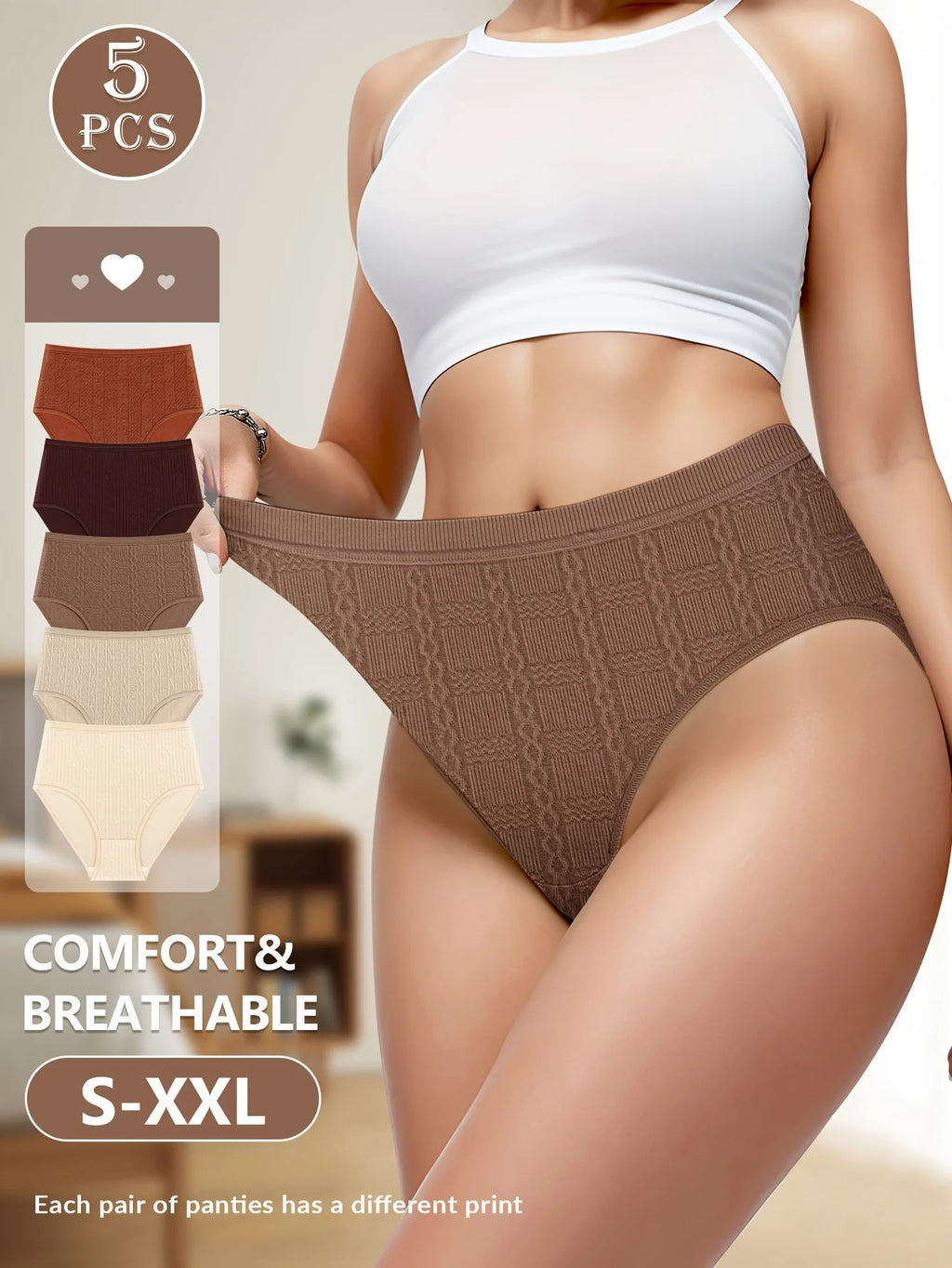 5-Pack High Waist Tummy Control Seamless Briefs