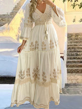 Retro Floral Print Flared Sleeve Dress