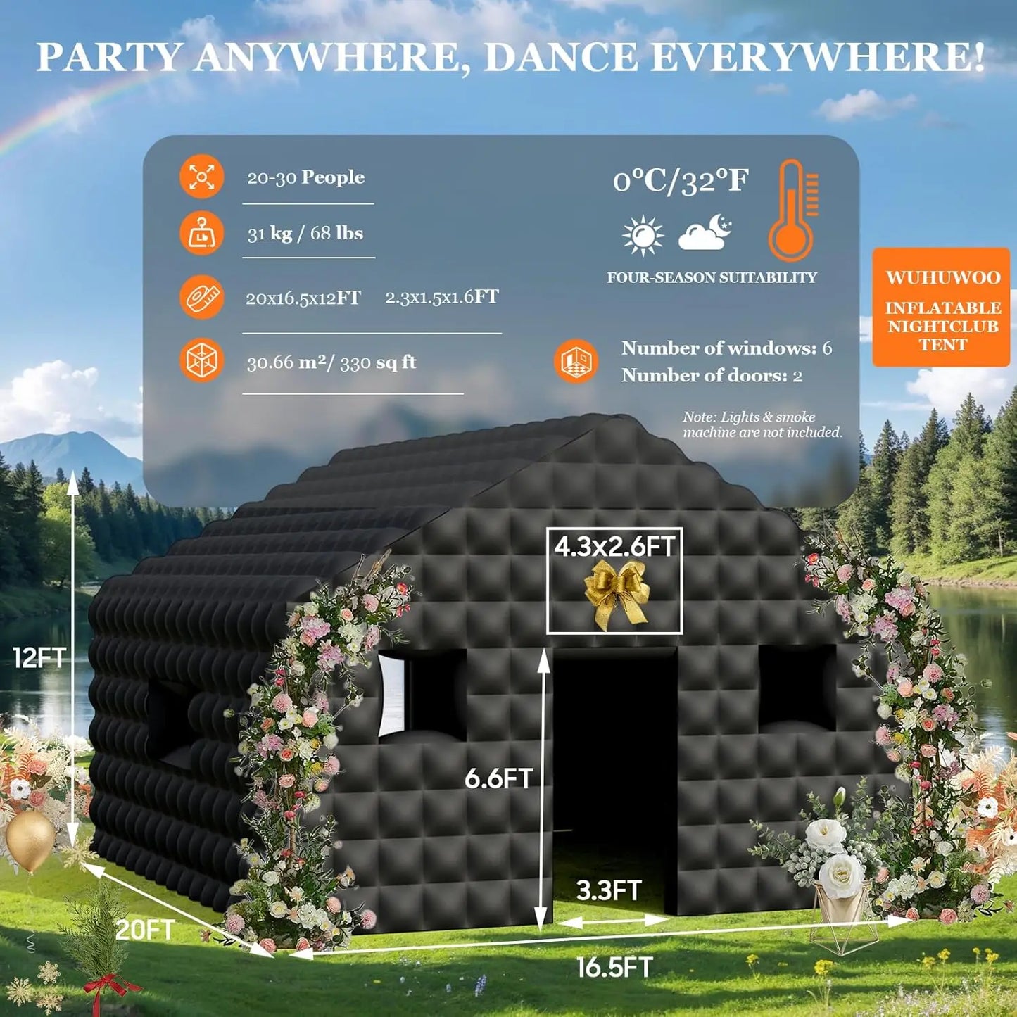 20ft Inflatable Nightclub Tent with 2 Doors and Logo Area