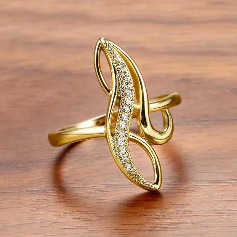 Huitan Hyperbole Marquise Shaped Full Paved Cubic Zirconia Trendy Ring