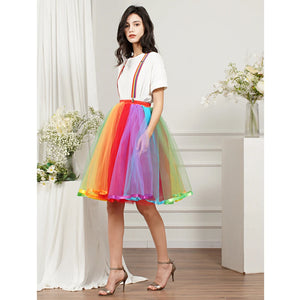 Colorful Rainbow Short High Elastic Band Skirt