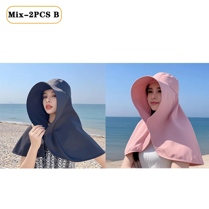 Sun Protection UV Protection Large Brim Face Covering Hat