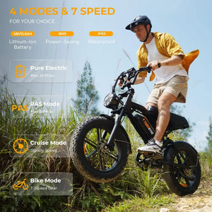 TAMOBYKE V20 Electric Bike with 1500W Motor 31.5MPH 48V18.2Ah Battery, 60-Mile Range