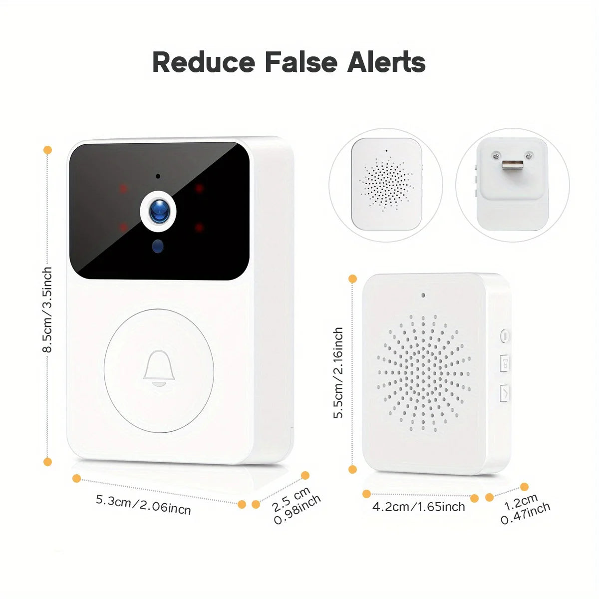 Smart Home Wireless Rechargeable HD Camera Two Way Audio Visual Doorbell