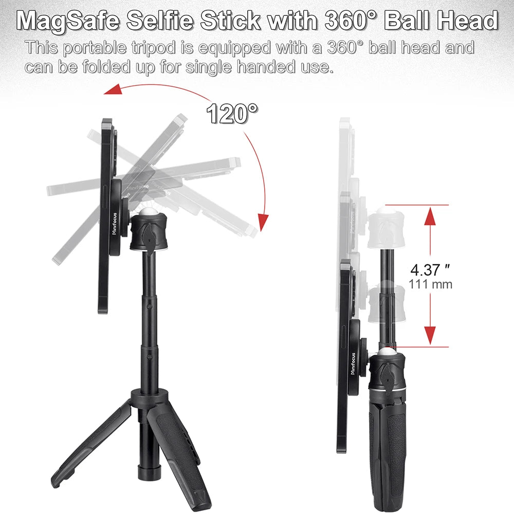 Magnetic Smartphone Tripod Mini Extendable Selfie Stick 360° Ball Head for iPhone