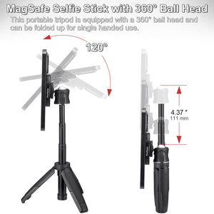 Magnetic Smartphone Tripod Mini Extendable Selfie Stick 360° Ball Head for iPhone