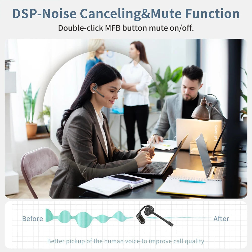 Open Ear Headphones with Boom Mic, Bluetooth 5.4 Wireless