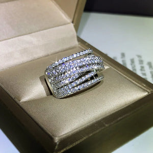 Huitan Micro Paved Cubic Zirconia Modern Design Ring
