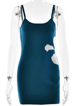 Fantoye Knit Print Spaghetti Strap Mini Dress