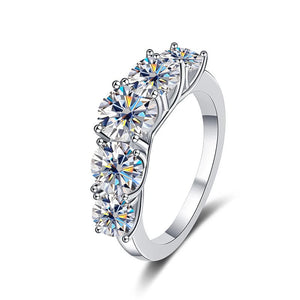 18k Plated 3.6CT All Moissanite 5 Stone S925 Sterling Silver Ring