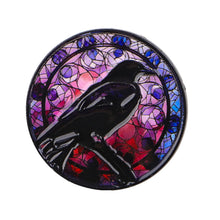 Crow Enameled Round Broch Lapel Pins
