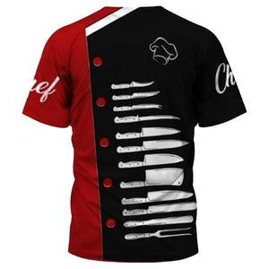Short Sleeve 3D Print Chef Uniform