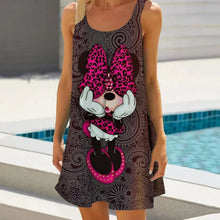 Cartoon Print Sleeveless Cute Mini Sling Dress