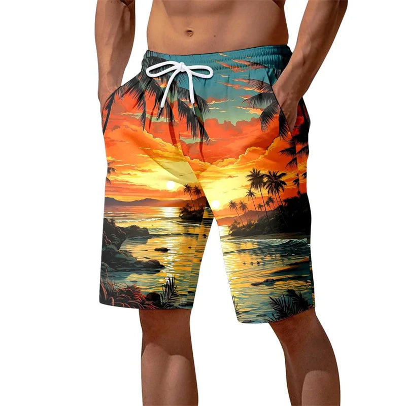 Colorful 3d Printed Beach Shorts