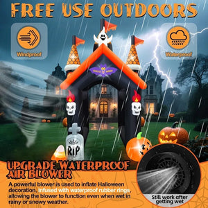 12FT Halloween Haunted House Inflatable Archway with LED Light