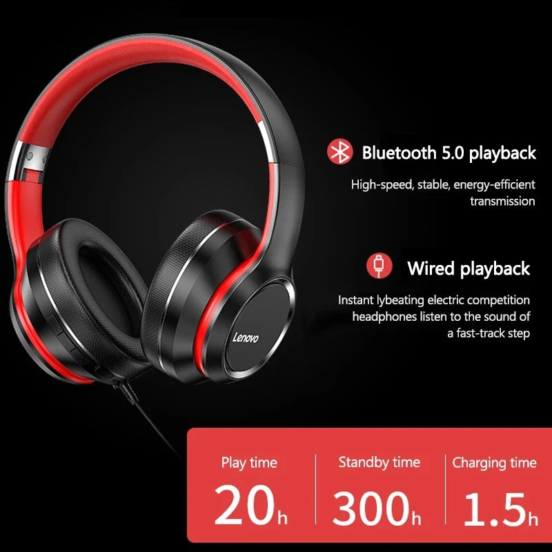 Lenovo HD200 Bluetooth Earphones Over-ear Foldable Noise Cancellation