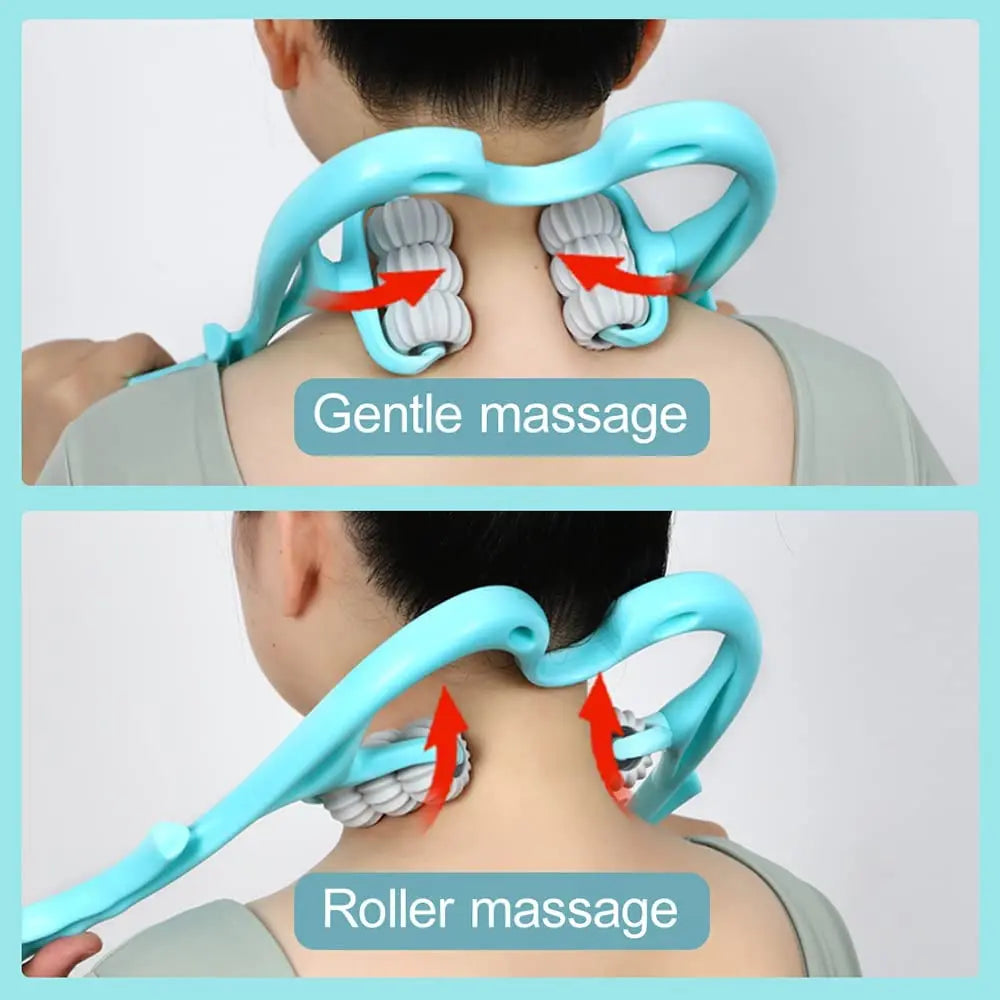 Handheld Neck Massager Trigger Point 6 Ball Roller Massager